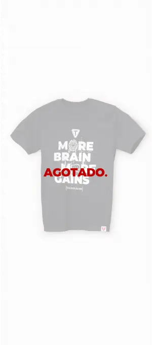 Camiseta negra frase “More Brain More Gains”