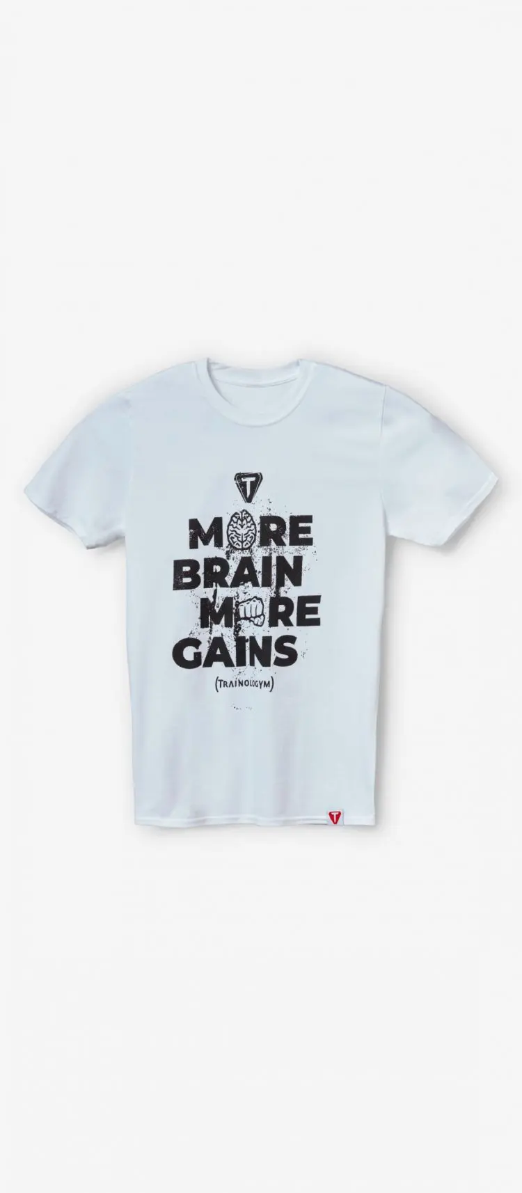Camiseta blanca frase “More Brain More Gains”
